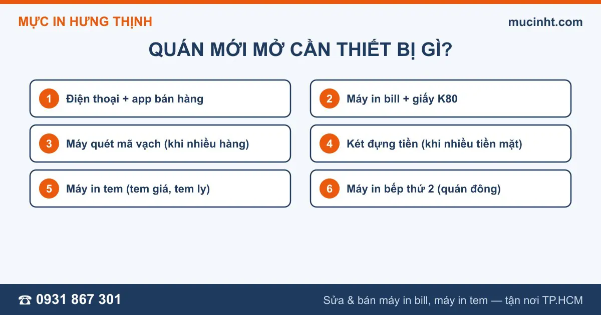 Sơ đồ 3 cấp thiết bị bán hàng cho quán mới mở