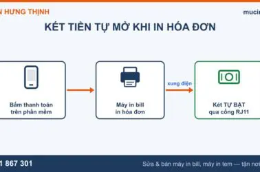 Sơ đồ két đựng tiền kết nối máy in bill qua cổng RJ11 tự mở khi in